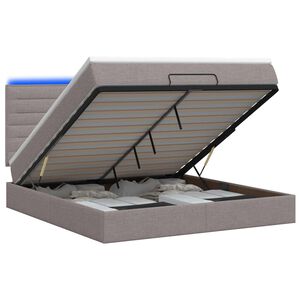 vidaXL Otmana lova su matracsu ir LED Taupe 140 x 190 cm Audinys