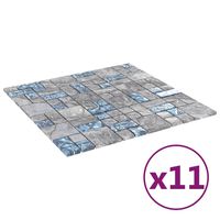 vidaXL Mozaikinės plytelės, 11vnt., pilkos/mėlynos, 30x30cm, stiklas