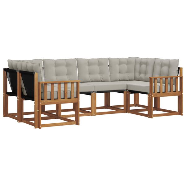 vidaXL Lauko sofos komplektas 6 pcs Natūrali ir &scaron;viesiai pilka