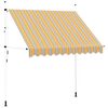 vidaXL Rankiniu būdu i&scaron;traukiama markizė, geltoni/mėlyni dryžiai, 250cm