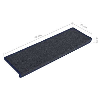 vidaXL Laiptų kilimėliai, 15vnt., pilkos ir mėlynos spalvos, 65x21x4cm