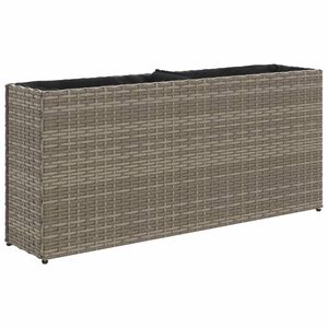 vidaXL Sodo lovelis su 2 vazonais, pilkas, 90x20x40cm, poliratanas