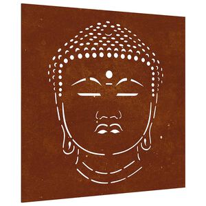 vidaXL Sodo sienos dekoracija, 55x55cm, corten plienas, Budos galva