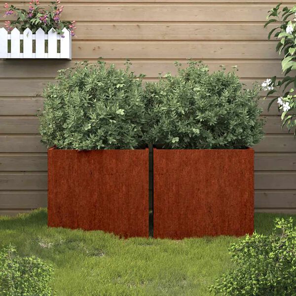vidaXL Loveliai, 2vnt., 42x40x39cm, Corten plienas
