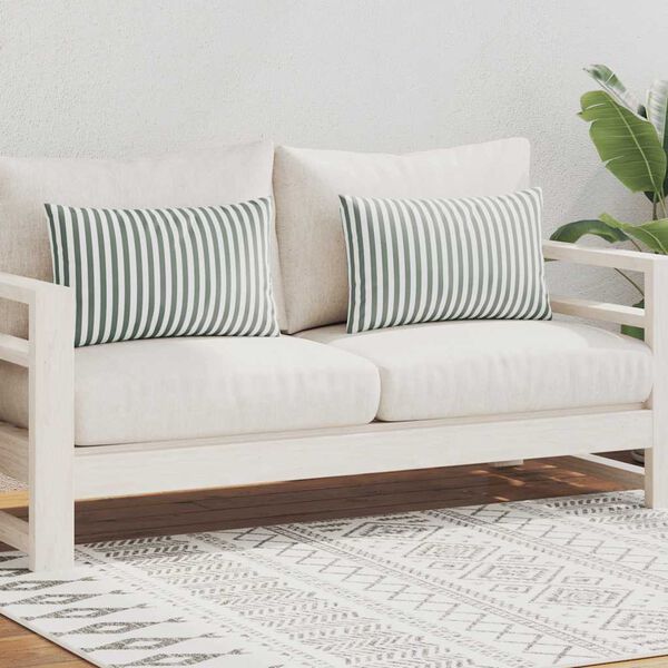 vidaXL Lauko pagalvės, 2 vnt., pilkos, 60x40 cm, dryžuotos