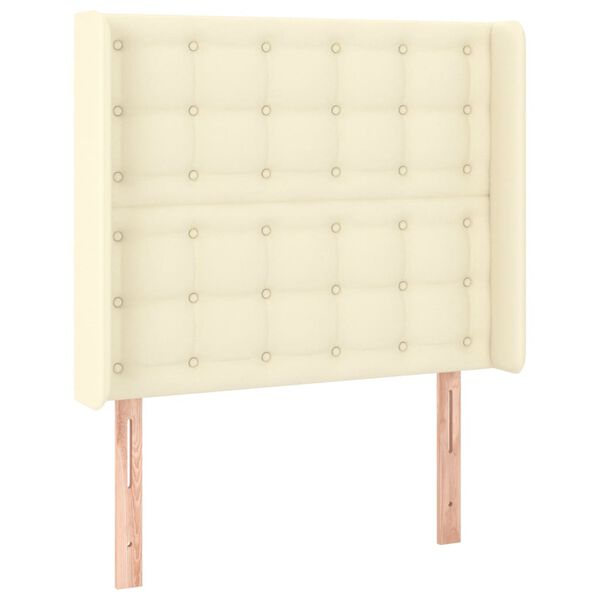 vidaXL Galvūgalis su auselėmis, kreminės, 83x16x118/128cm,dirbtinė oda