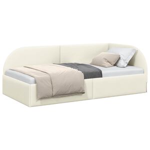vidaXL Kampinė lovos konstrukcija Kreminė 90 cm x 200 cm Aksomas