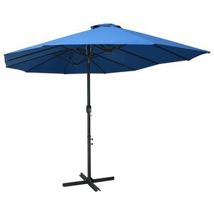 vidaXL Lauko skėtis nuo saulės su aliuminio stulpu, mėlynas, 460x270cm