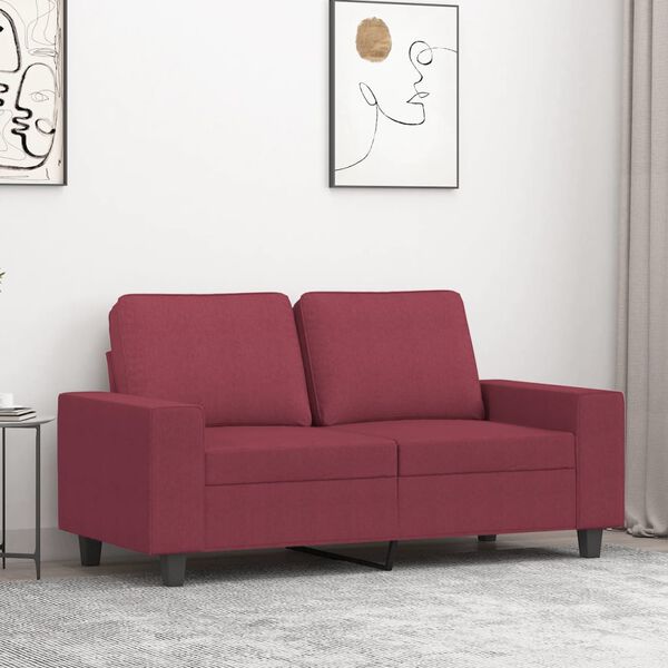 vidaXL Dvivietė sofa, raudonojo vyno spalvos, 120cm, audinys