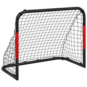 vidaXL Futbolo vartai su tinklu, raudoni ir juodi, 90x48x71cm, plienas