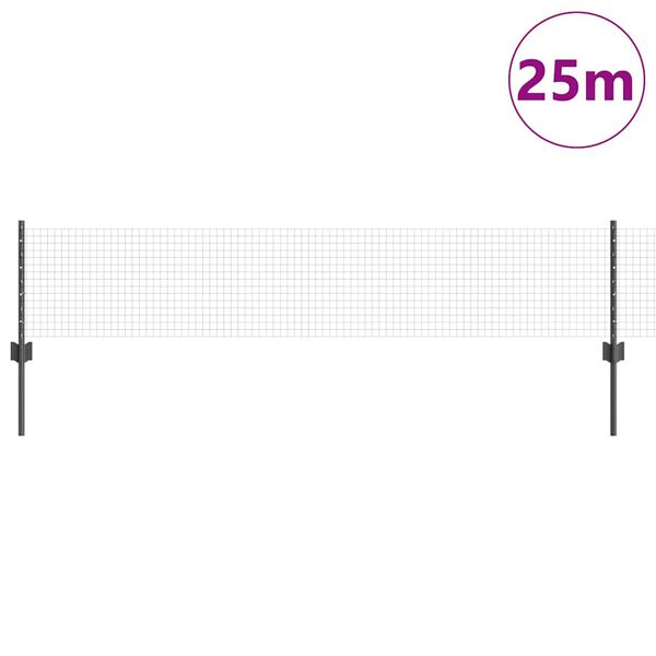 vidaXL Tvora su stulpais Pilka 0,4 x 25 m Plienas ir PVC