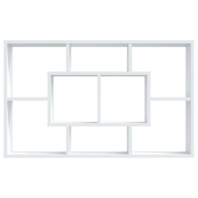 vidaXL Sieninė lentyna, balta, 85x16x52,5cm, apdirbta mediena, blizgi