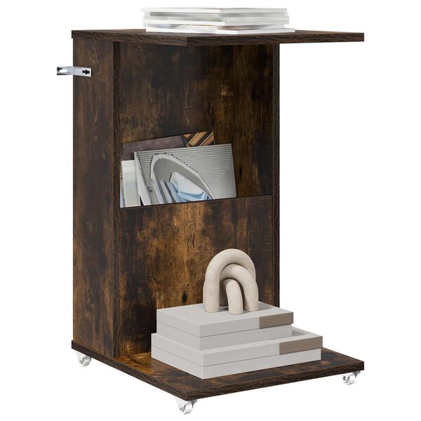 vidaXL &Scaron;oninis stalas Rūkyta ąžuolas 40 x 35 x 60 cm Apdirbta mediena