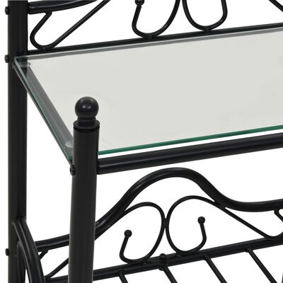 vidaXL Nakt. staliukas, plien. ir grūd. stikl., 45x30,5x60cm, juodas