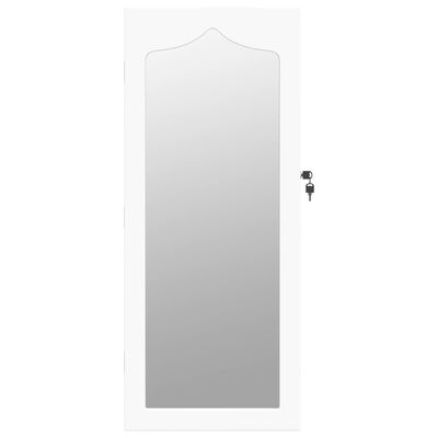 vidaXL Veidrodinė papuošalų spintelė, balta, 37,5x10x90cm, sieninė