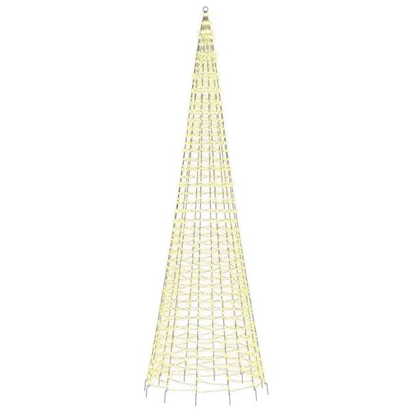 vidaXL LED Kalėdų eglutė ant vėliavos stiebo, 1534 LED, &scaron;iltai balta, 500 cm