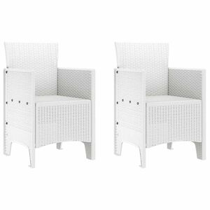 vidaXL Sodo Kėdė su pagalve 2 pcs Balta 53 x 49 x 85 cm Polipropilenas