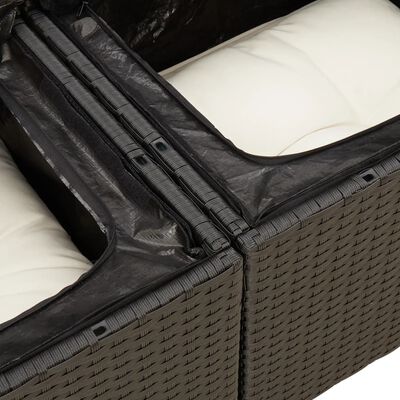 vidaXL Sofos komplektas su pagalvėlėmis, 13 dalių, juodas, poliratanas