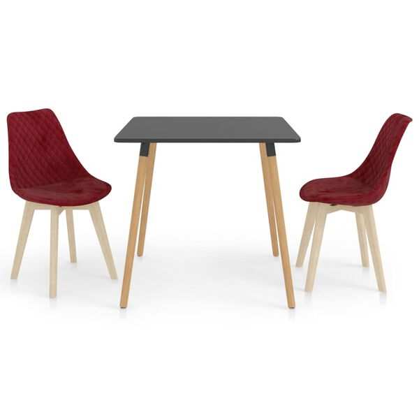 vidaXL Valgomojo baldų komplektas, 3 dalių, vyno (287240+289160)