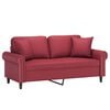 vidaXL Dvivietė sofa su pagalvėlėmis, vyno, 140cm, dirbtinė oda