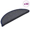 vidaXL Laiptų kilimėliai, 30 vnt., 56x17x3 cm, tamsiai pilki ir mėlyni, pusapvaliai