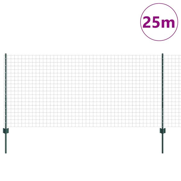 vidaXL Tvora ir stulpas Žalia 1 x 25 m Plienas