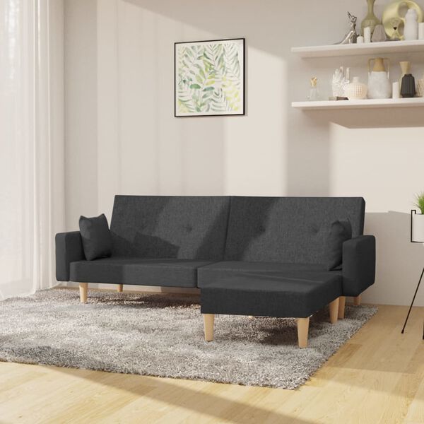 vidaXL Dvivietė sofa-lova su pakoja, tamsiai pilkos spalvos, audinys