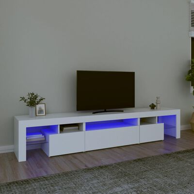vidaXL Televizoriaus spintelė su LED apšvietimu, balta, 215x36,5x40cm