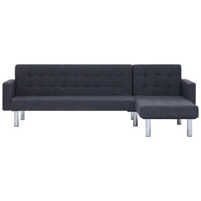 vidaXL L formos sofa-lova, tamsiai pilka, poliesteris