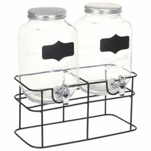 vidaXL Gėrimų dozatoriai su stovais, 2 vnt., 2 x 4 l, stiklas