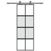 vidaXL Stumdomos durys, juodos, 76x205cm, grūdintas stiklas/aliuminis