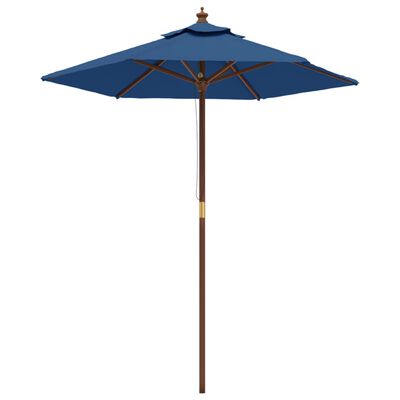vidaXL Sodo skėtis su mediniu stulpu, tamsiai mėlynas, 196x231cm