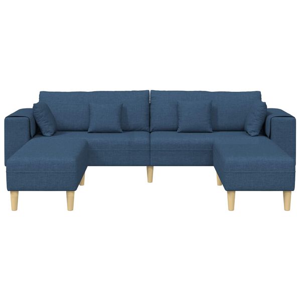 vidaXL Sofa su pagalve 3 pcs Mėlyna audinys