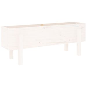 vidaXL Auk&scaron;tas sodo lovelis, baltas, 101x30x38cm, pu&scaron;ies masyvas