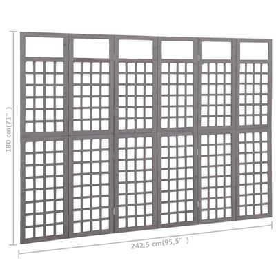 vidaXL Kambario pertvara/treliažas, 6 dalių, pilkas, 242,5x180cm, eglė