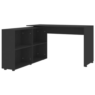vidaXL Kampinis rašomasis stalas, juodos spalvos, apdirbta mediena