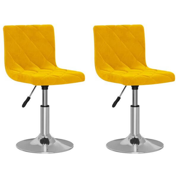 vidaXL Pasukamos valgomojo kėdės, 2vnt., garstyčių geltonos, aksomas