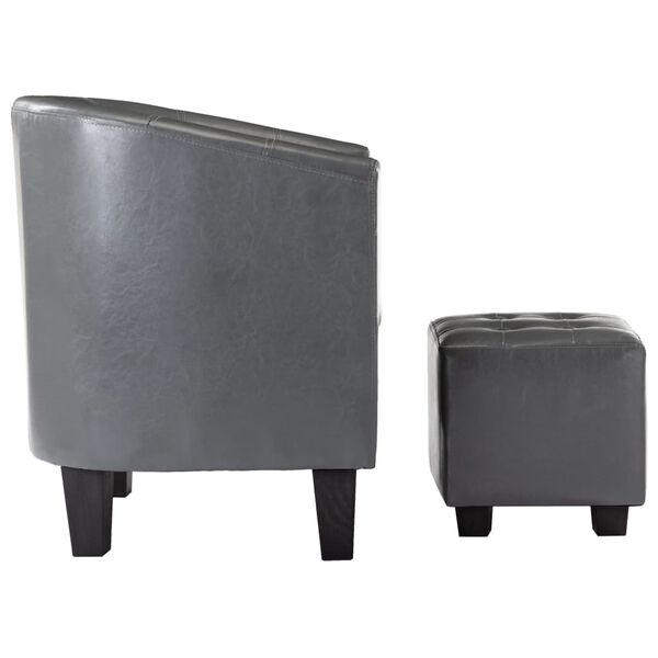 vidaXL Krėslas su pakoja, pilkos spalvos, dirbtinė oda