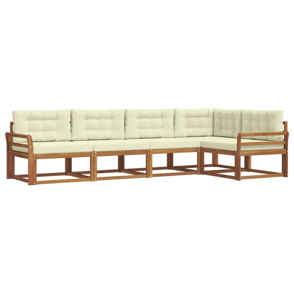 vidaXL Lauko sofos komplektas su pagalve 5 pcs Natūralus ir grietinėlė