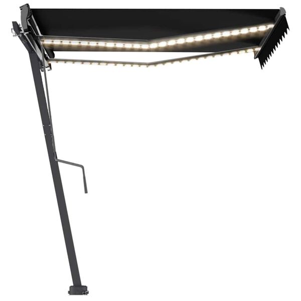 vidaXL Rankiniu būdu i&scaron;traukiama markizė su LED, antracito, 300x250cm