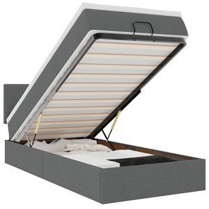 vidaXL Osmanų lovos rėmas su čiužiniu, pilkas, 90x190cm, audinys