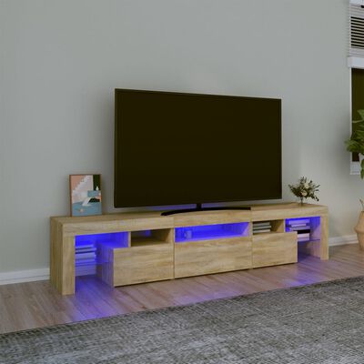 vidaXL Televizoriaus spintelė su LED apšvietimu, ąžuolo, 200x36,5x40cm