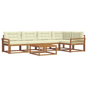 vidaXL Lauko sofos komplektas su pagalve 6 pcs Natūralus ir grietinėlė
