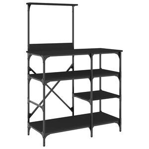 vidaXL Virtuvės lentyna, juoda, 90x40x132cm, apdirbta mediena/metalas