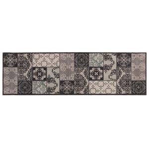 vidaXL Virtuvės kilimas Juoda mozaika 150 x 45 cm 100% poliamidas