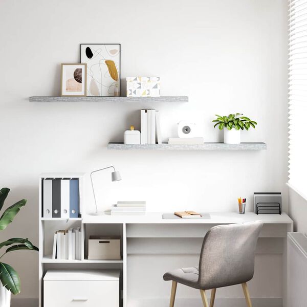 vidaXL Pakabinamos lentynos, 2vnt., pilkos, 120x23,5x3,8cm, MDF