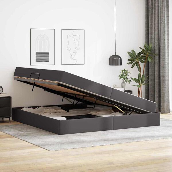 vidaXL Lova su daiktų laikymo vieta ir čiužiniu Pilka 200 x 200 cm