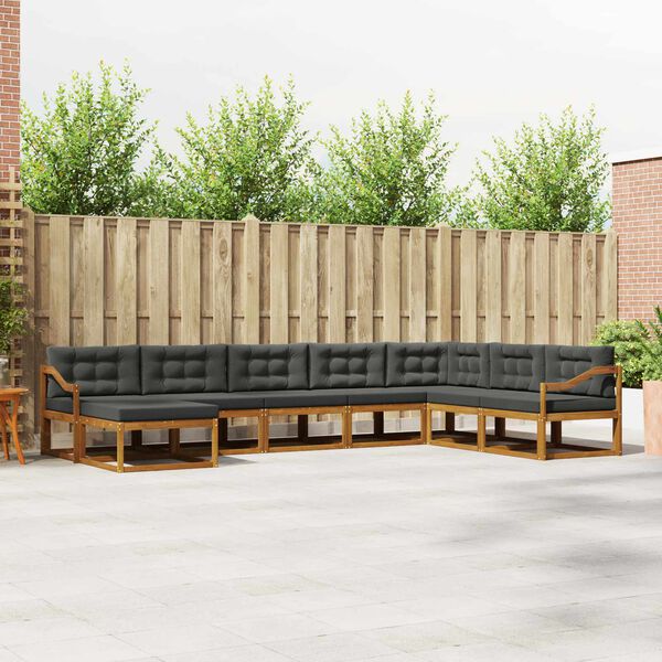 vidaXL Lauko sofos komplektas su pagalve 8 pcs Natūralus ir antracitas