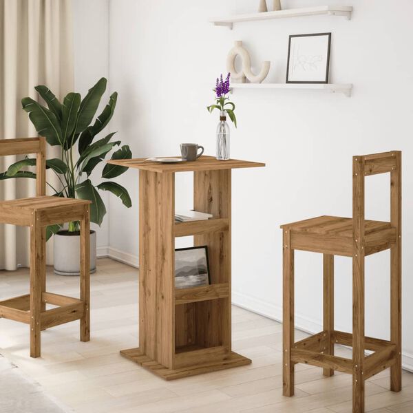vidaXL Baro stalas su lentyna, artisano ąžuolo, 60x60x102cm, mediena