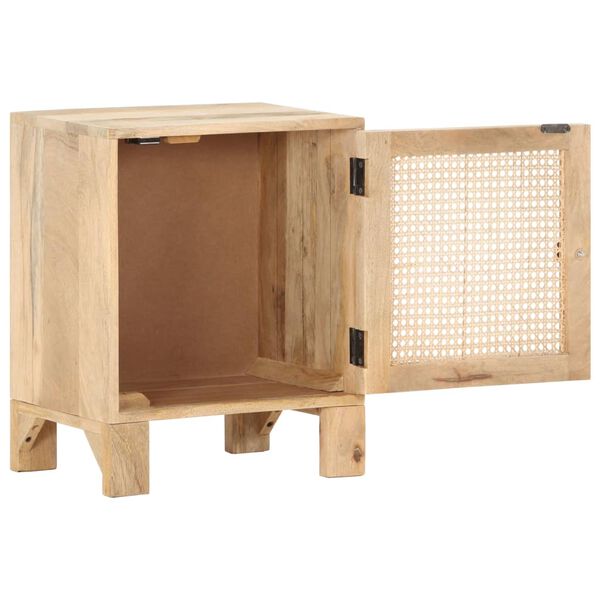 vidaXL Naktinė spintelė, 40x30x50cm, mango medienos masyvas ir nendrės